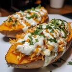 Easy Loaded Crack Chicken Stuffed Sweet Potatoes Bake