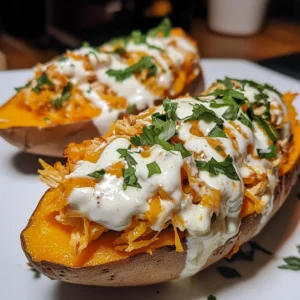 Easy Loaded Crack Chicken Stuffed Sweet Potatoes Bake