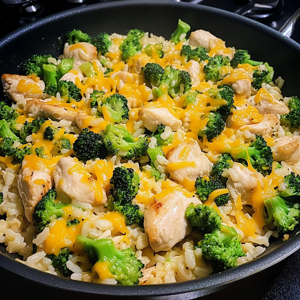 One Pan Cheesy Chicken and Broccoli Rice 30 Minutes Easy Delicious