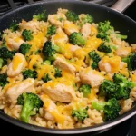 One Pan Cheesy Chicken and Broccoli Rice 30 Minutes Easy Delicious