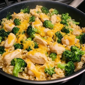 One Pan Cheesy Chicken and Broccoli Rice 30 Minutes Easy Delicious