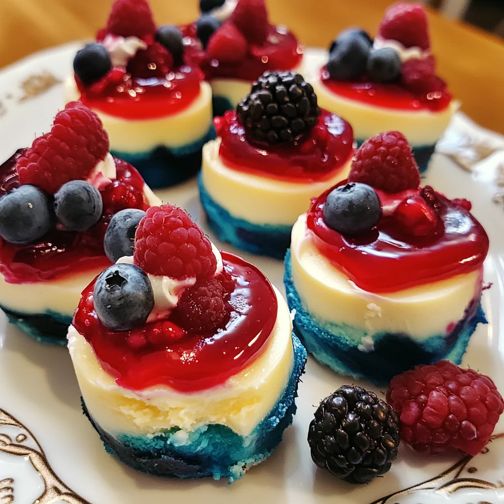 Easy Red, White & Blue Mini Cheesecakes for July 4th