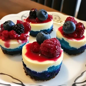 Easy Red, White & Blue Mini Cheesecakes for July 4th