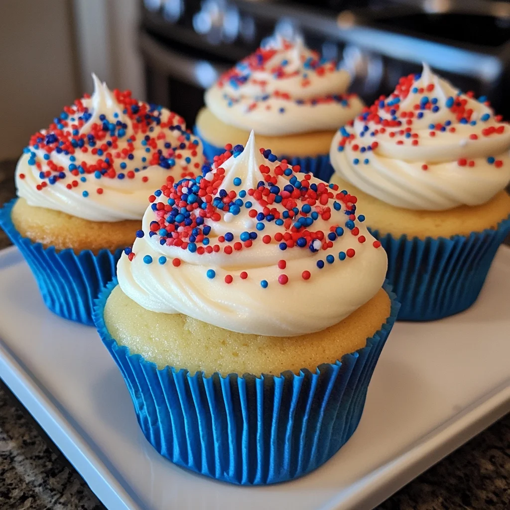 Red, White and Blue Cupcakes 5 Steps Easy Delicious