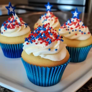 Red, White and Blue Cupcakes 5 Steps Easy Delicious