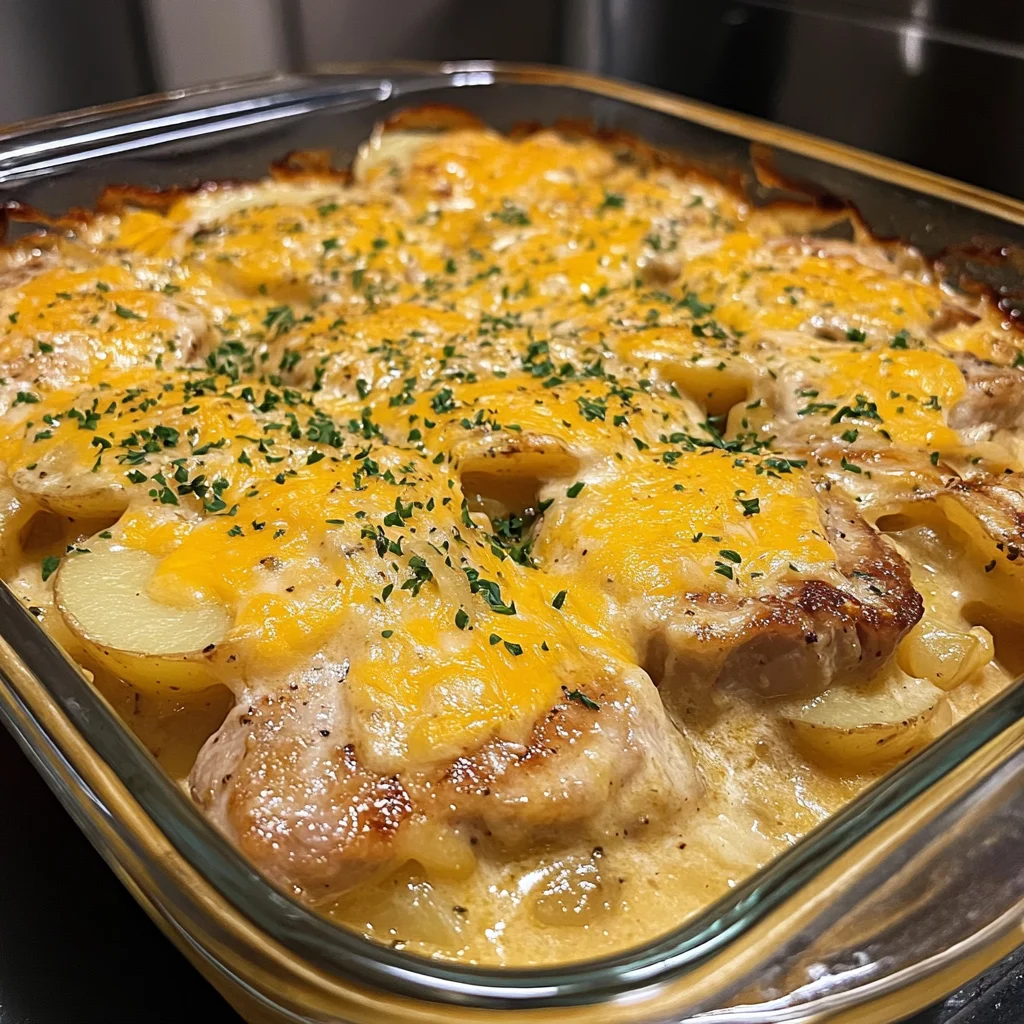 Smothered Pork Chop Scalloped Potato Casserole 4 Servings Ultimate Delicious