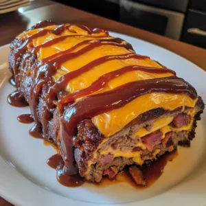 Whiskey Glazed Bacon Cheeseburger Stuffed Meatloaf 4 Servings Ultimate Delicious