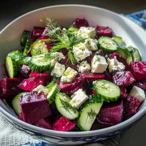 Beet Salad with Feta, Cucumbers, and Dill - 6 Ingredients Easy Delicious