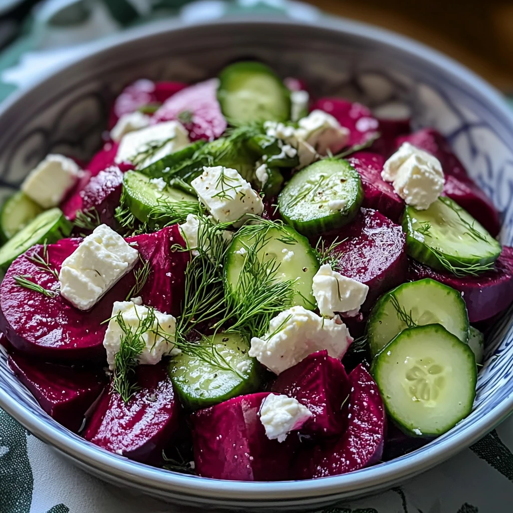 Beet Salad with Feta, Cucumbers, and Dill - 6 Ingredients Easy Delicious