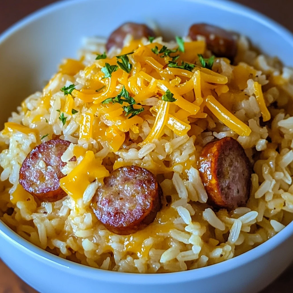 Cheesy Sausage and Rice 30 Minutes Quick Delicious
