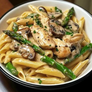 Creamy Mushroom and Asparagus Chicken Penne 30 Minutes Easy Delicious