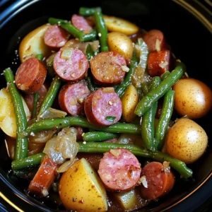 Crockpot Kielbasa and Green Beans 4 Servings Easy Delicious