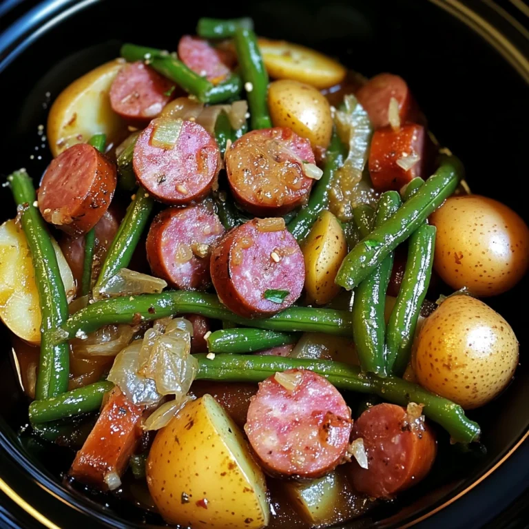 Crockpot Kielbasa and Green Beans 4 Servings Easy Delicious