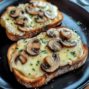 Gourmet Cheesy Mushroom and Garlic Toasts - 4 Servings - Easy - Delicious