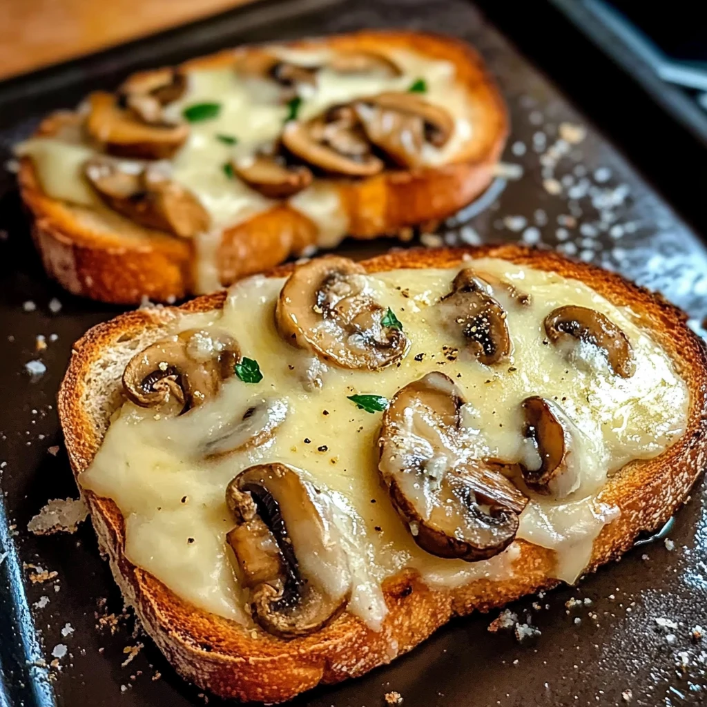 Gourmet Cheesy Mushroom and Garlic Toasts - 4 Servings - Easy - Delicious