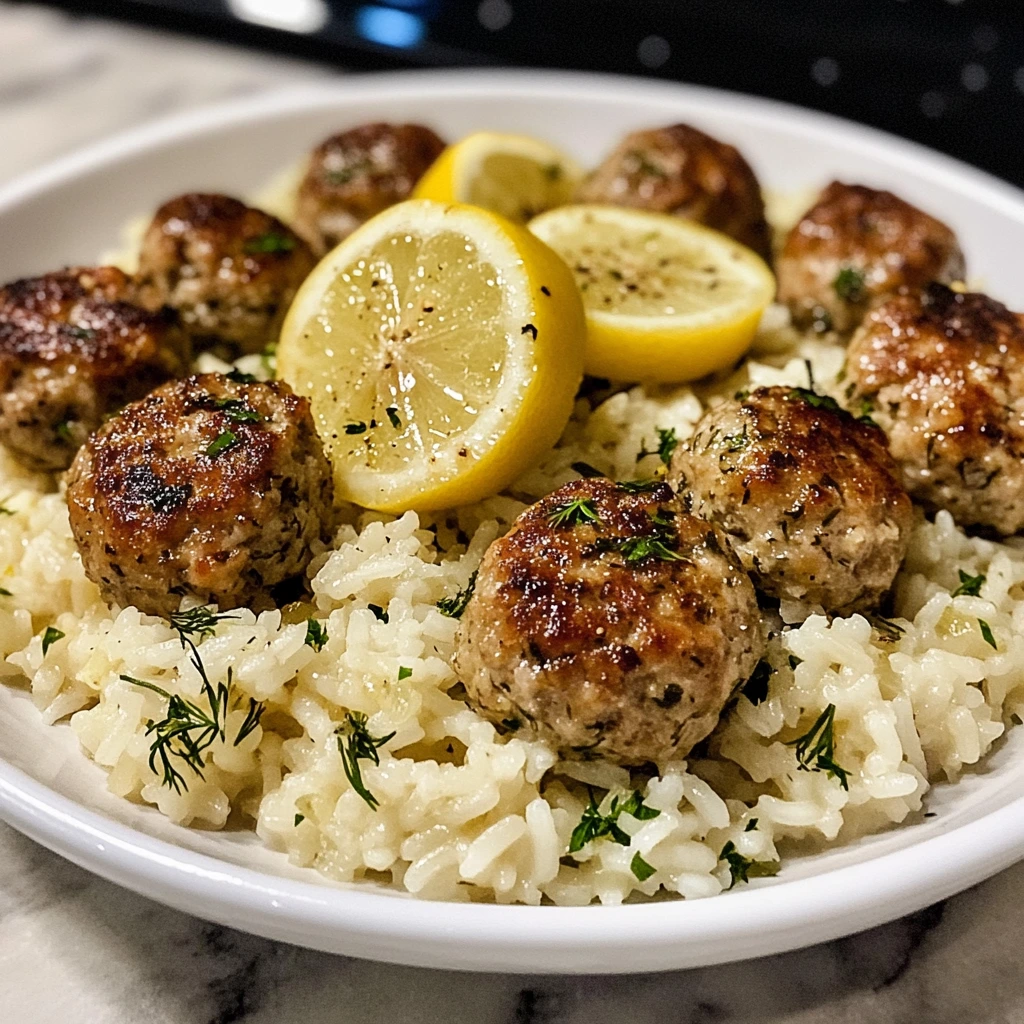 Greek Turkey Meatballs with Lemon Herb Rice: 30 Minutes Delicious