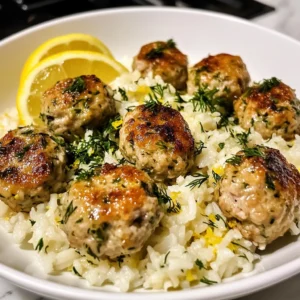 Greek Turkey Meatballs with Lemon Herb Rice: 30 Minutes Delicious