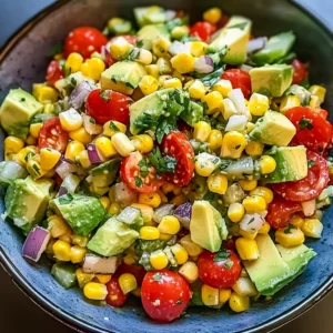 Grilled Corn and Avocado Vegetarian Salad 7 Ingredients Awesome Delicious