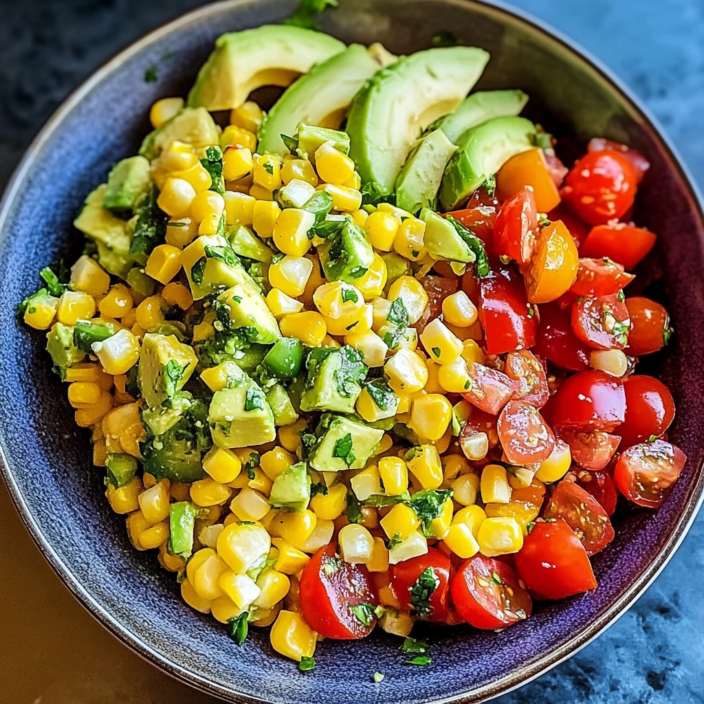 Grilled Corn and Avocado Vegetarian Salad 7 Ingredients Awesome Delicious