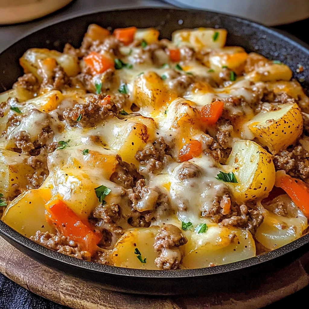 One-Pan Cheesy Meat and Potato Skillet 30 Minutes Easy Delicious