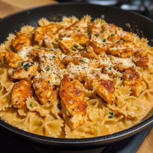 One Skillet Creamy Cajun Buffalo Chicken and Bowtie Pasta - 30 Minutes