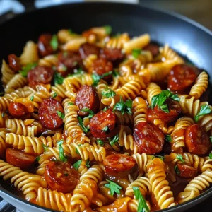 One-Skillet Spicy Honey BBQ Sausage and Pasta: 6 Easy Steps