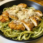 Pesto Pasta with Crispy Parmesan Chicken - 30 Minutes - Easy - Delicious