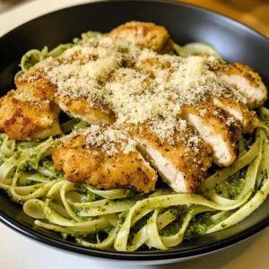 Pesto Pasta with Crispy Parmesan Chicken - 30 Minutes - Easy - Delicious