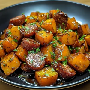 Sausage and Sweet Potatoes with Honey Garlic Sauce 30 Minutes Easy Delicious