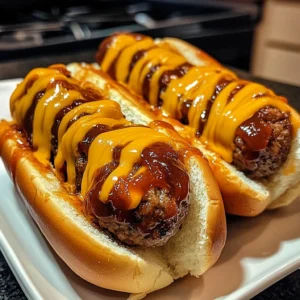 Sticky BBQ Cheeseburger Meatball Subs 5 Steps Ultimate Delicious