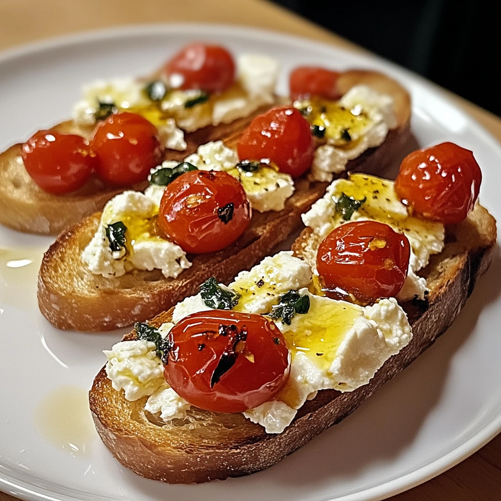 Whipped Feta & Roasted Tomato Bruschetta 4 Servings Easy Delicious