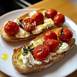 Whipped Feta & Roasted Tomato Bruschetta 4 Servings Easy Delicious