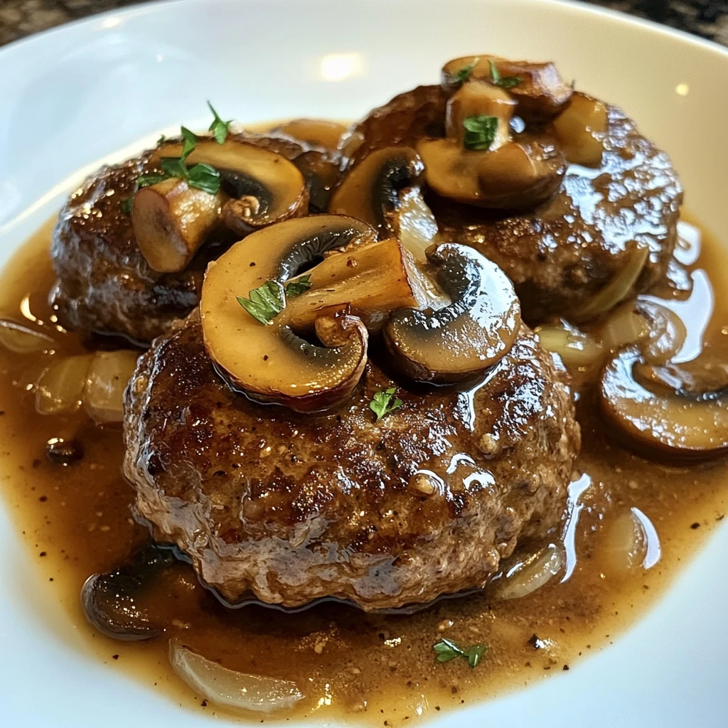 Enjoy Bobby Flay Salisbury Steak with savory mushroom gravy. Try this delicious recipe today for a comforting meal!