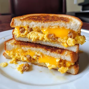 Breakfast Grilled Cheese with Scrambled Eggs and Sausage - Ultimate Delicious