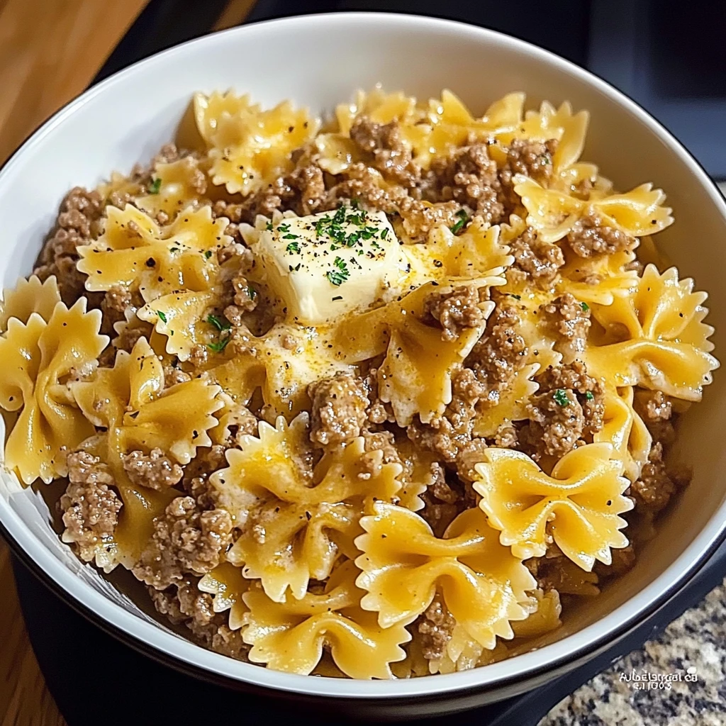 Cheesy Beef Bowtie Pasta 5 Steps Easy Delicious