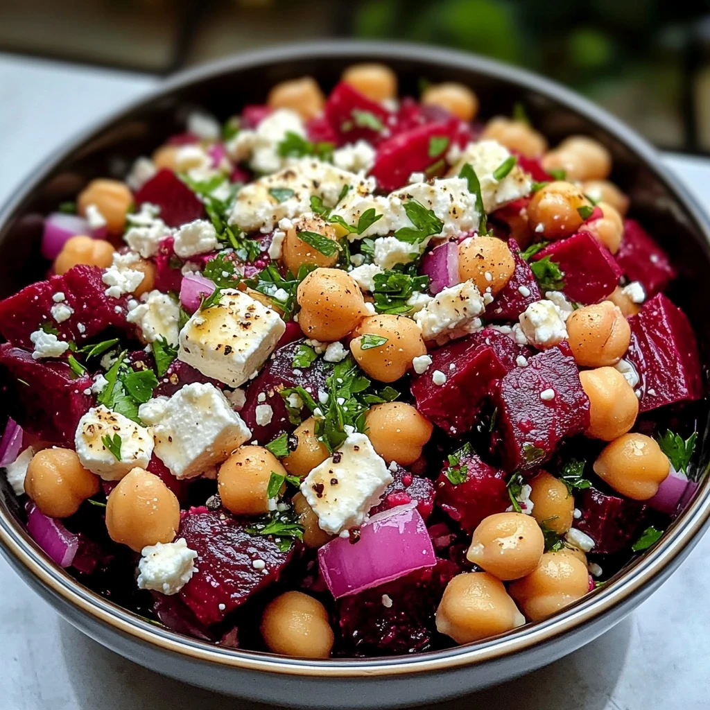 Chickpea Beet and Feta Salad 7 Ingredients Easy Delicious
