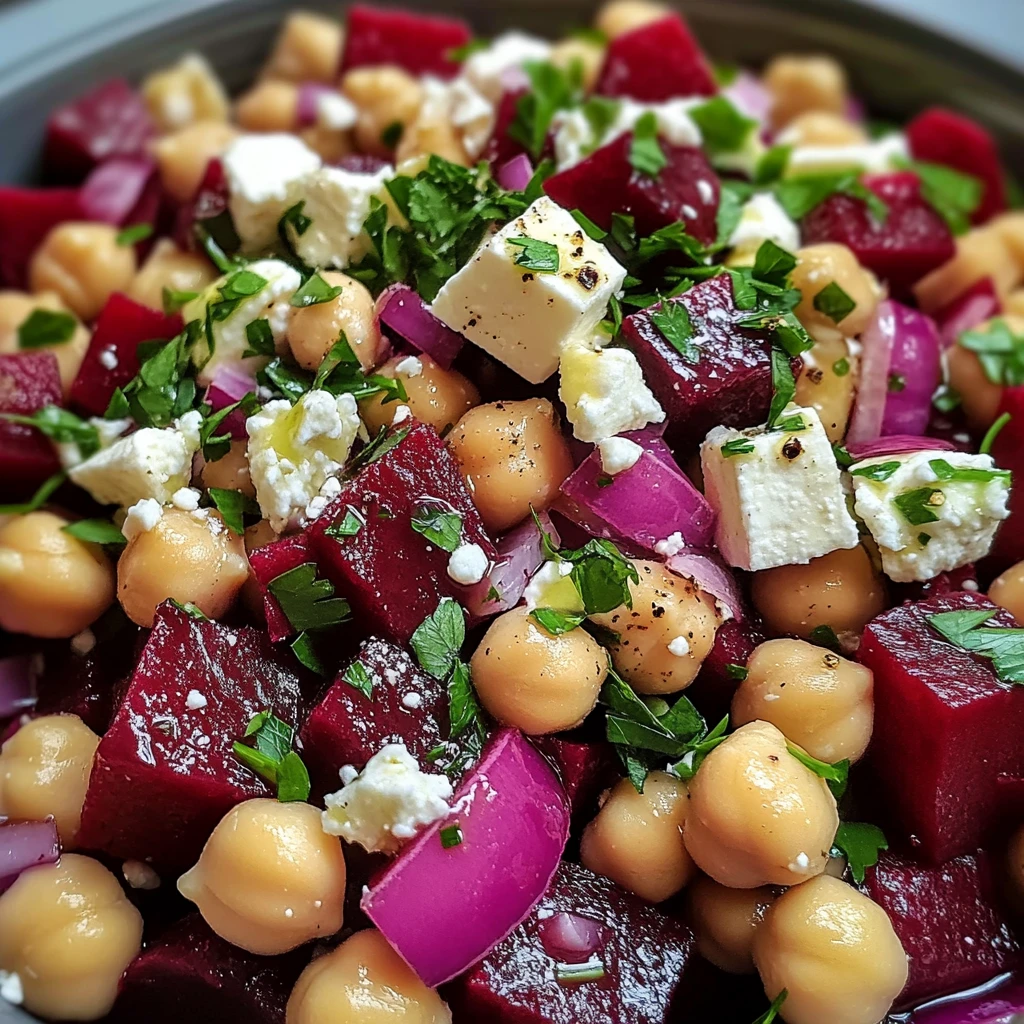 Chickpea Beet and Feta Salad 7 Ingredients Easy Delicious