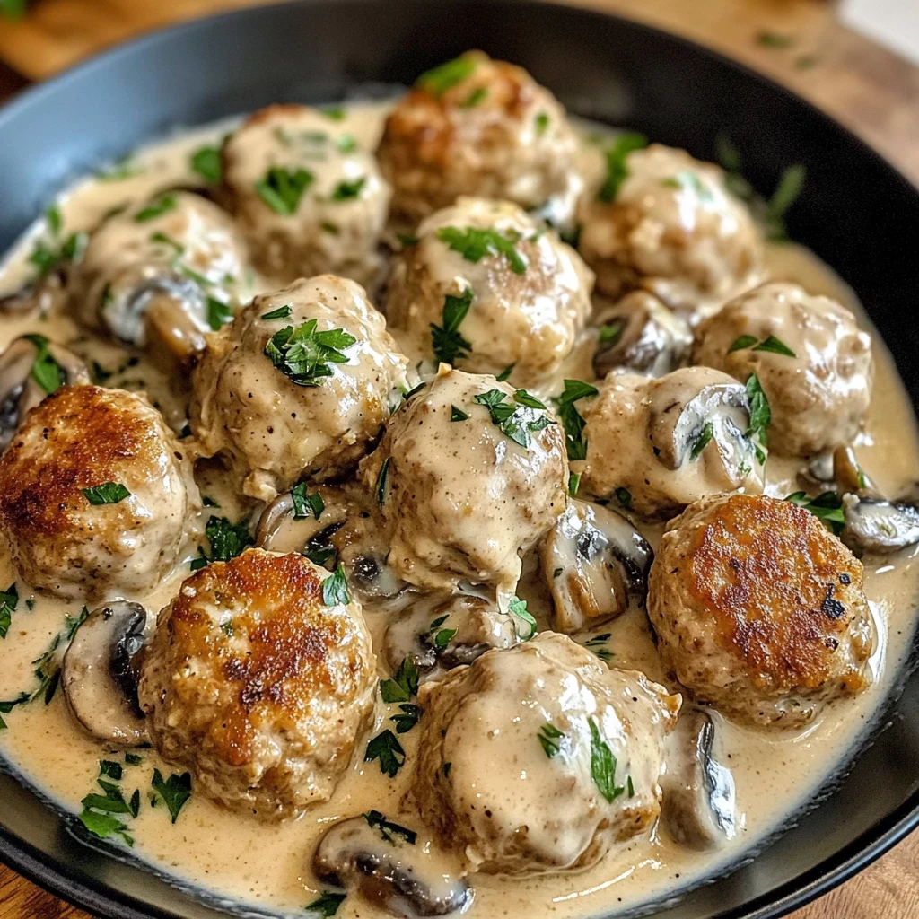 Creamy Mushroom Chicken Meatballs 30 Minutes Perfect Delicious
