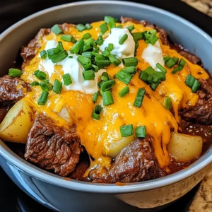 Crockpot Loaded Steak and Potato Bake 4 Servings Easy Delicious