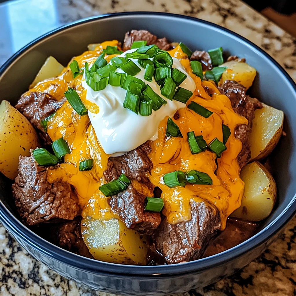 Crockpot Loaded Steak and Potato Bake 4 Servings Easy Delicious