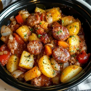 Crockpot Sausage Casserole 7 Ingredients Easy Delicious