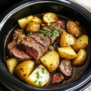 Crockpot Steak and Potatoes 6 Steps Easy Delicious
