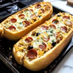 French Bread Pizza Boats 4 Servings Perfectly Delicious