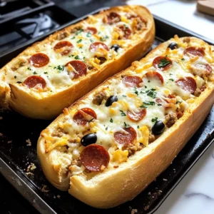French Bread Pizza Boats 4 Servings Perfectly Delicious