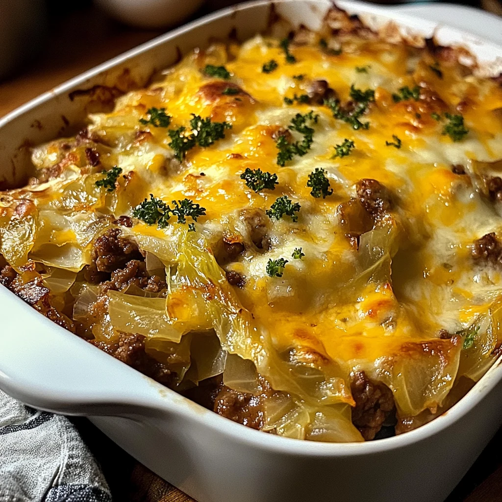 Savory Cabbage Beef Bake Dish 5 Steps Easy Delicious