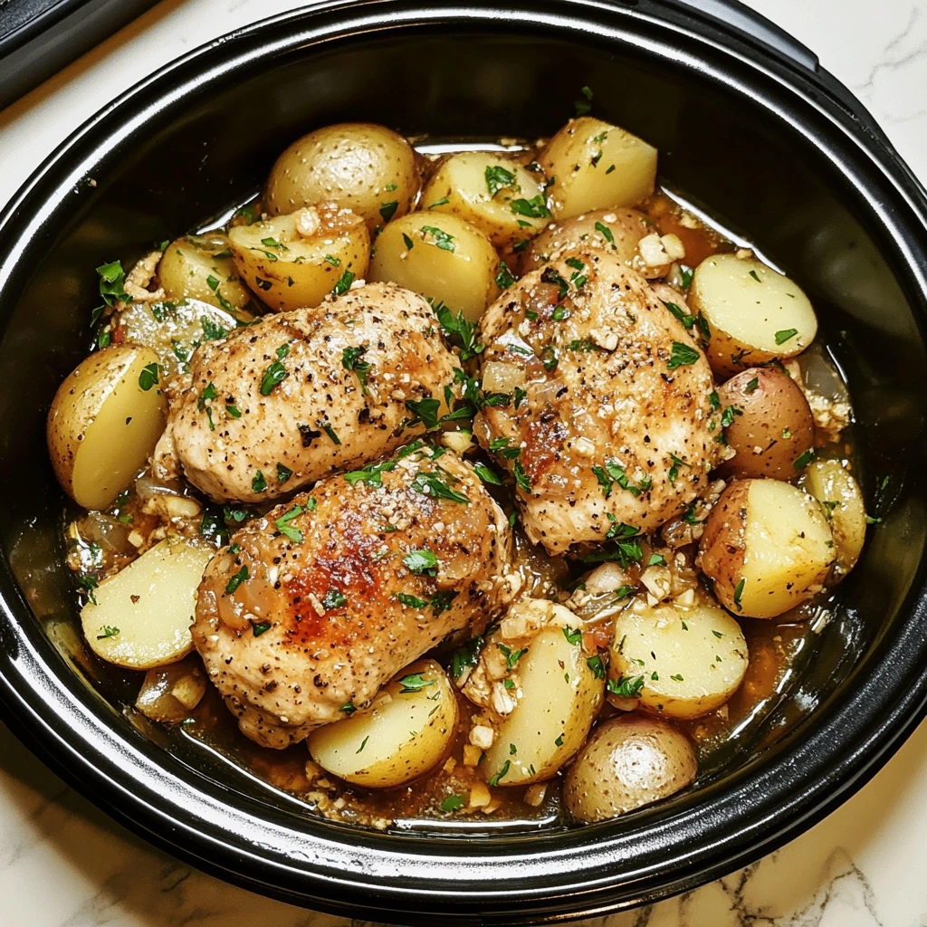 Slow Cooker Parmesan Garlic Chicken and Potatoes Recipe