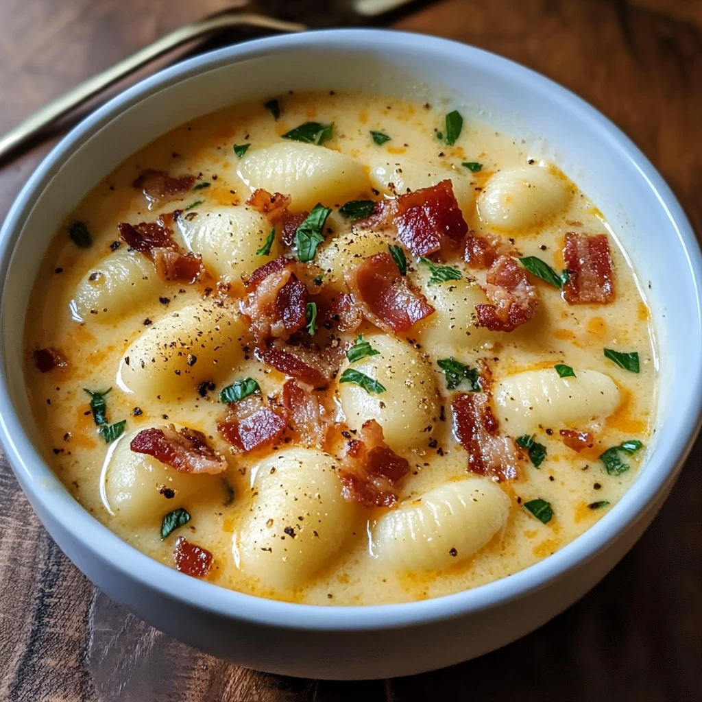 Bacon Cheddar Gnocchi Soup 6 Ingredients Easy Delicious