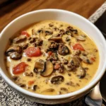 Bacon Mushroom Swiss Cheeseburger Soup 30 Minutes Easy Delicious