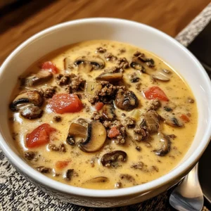 Bacon Mushroom Swiss Cheeseburger Soup 30 Minutes Easy Delicious
