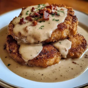 Country Fried Pork Chops with Bacon Gravy: 4 Servings Perfect Delicious